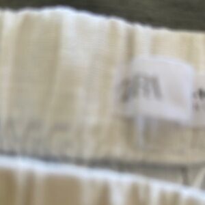 Zara Off-White Ribbed Trousers